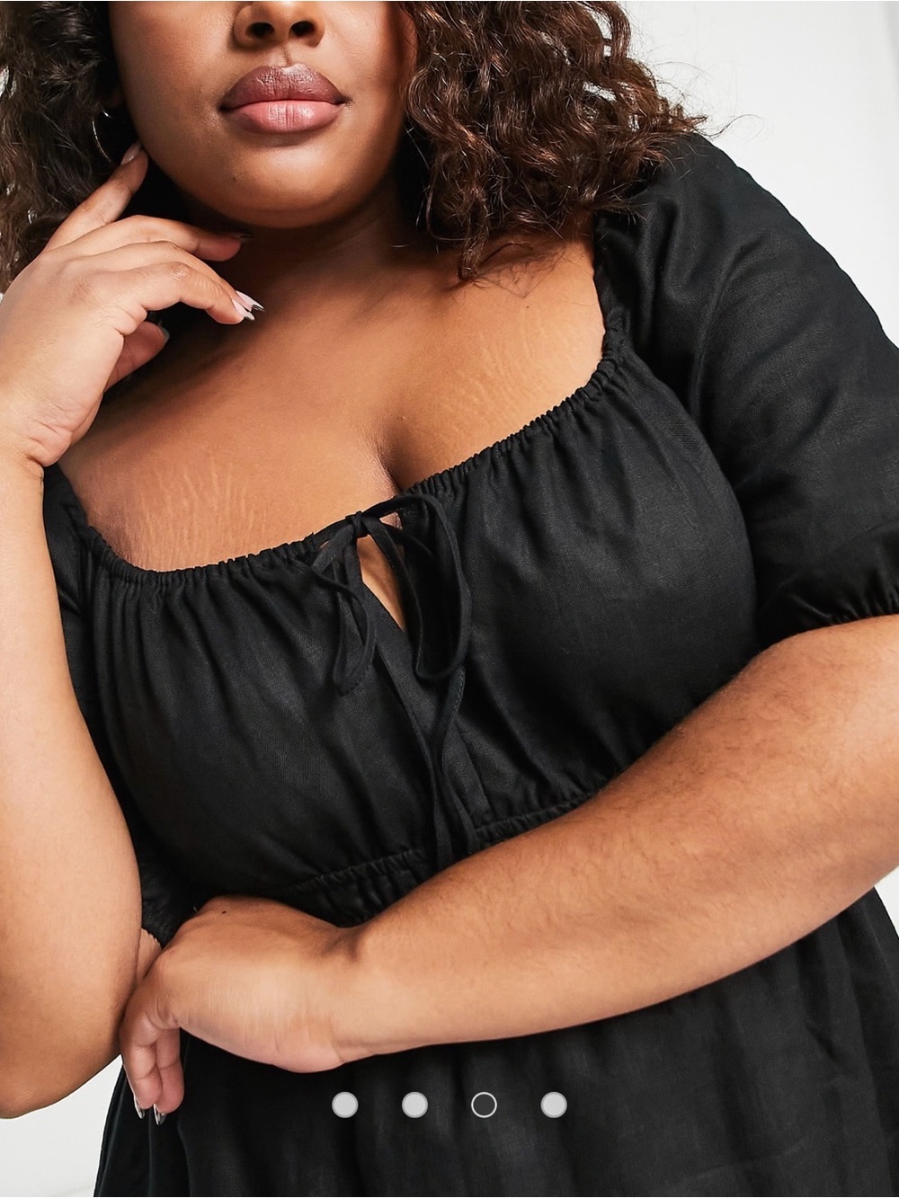 Forever New Curve puff sleeve tiered linen midi dress - Picture 3 of 7